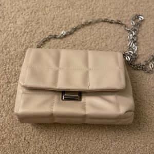 Forever 21 Faux Leather Quilted Beige Purse/Crossbody Bag